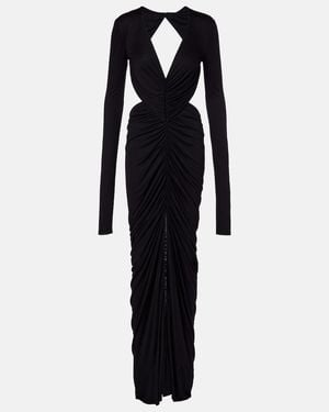 Rick Owens Poppy Ruched Open-Back Jersey Gown - Blue