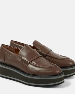 Robert Clergerie Bahati Leather Platform Loafers - Brown