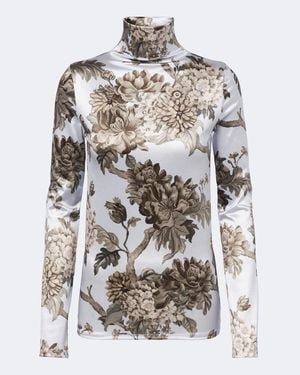 Acne Studios Top De Cuello Alto Floral - Blanco