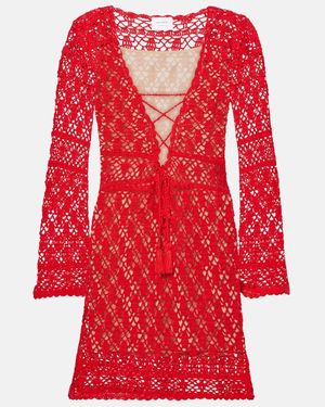 Anna Kosturova Bianca Crochet Cotton Minidress - Red
