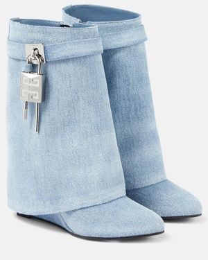 Givenchy Stiefel Shark Lock Aus Denim - Blau