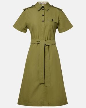 Burberry Belted Cotton Shirt Dress - Green
