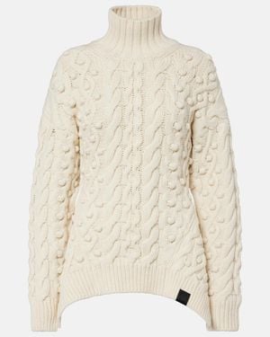 Stella McCartney Cable-Knit Draped Wool Turtleneck Sweater - Natural