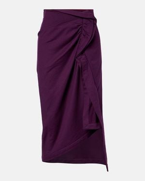 Dries Van Noten Ruffled Cotton Jersey Midi Skirt - Purple