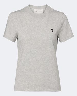 Ami Paris Ami De Coeur Cotton Jersey T-Shirt - Gray