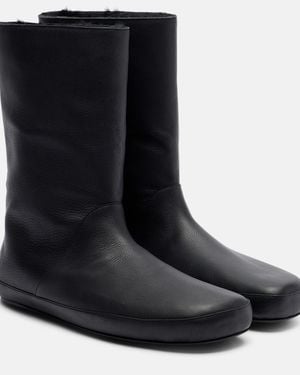 The Row Toni Shearling-Lined Leather Ankle Boots - Black