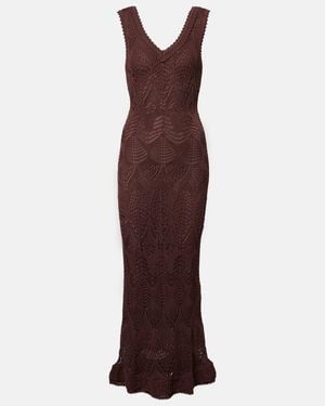 STAUD Roan Open-Knit Midi Dress - Purple