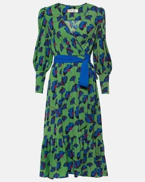 Diane von Furstenberg Blade Printed Crepe Wrap Dress - Green