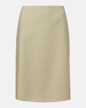 Calvin Klein Lunas Wool Midi Skirt - Natural