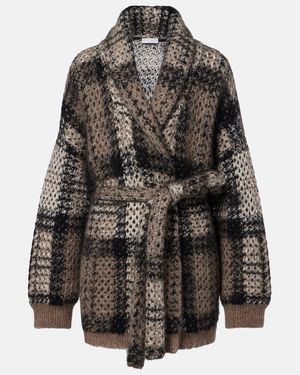 Brunello Cucinelli Cardigan A Carreaux Et Paillettes - Noir
