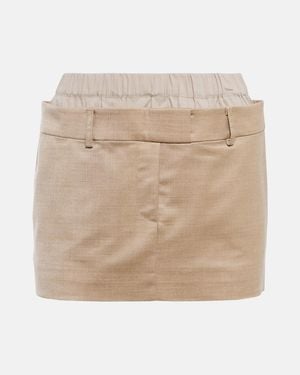 AYA MUSE Layered Wool-Blend Miniskirt - Natural