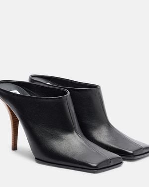 Alaïa Leather Heeled Mules - Black