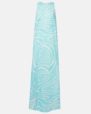 PUCCI Labirinto Cotton Gauze Maxi Dress - Blue