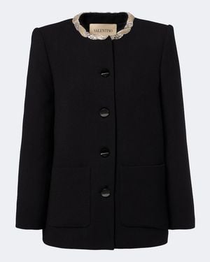 Valentino Verzierte Jacke Aus Schurwoll-Crepe - Schwarz