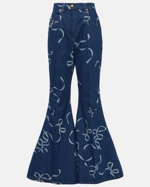 Nina Ricci Printed Flared Jeans - Blue
