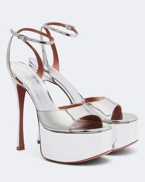 AMINA MUADDI Aya Mirrored Leather Platform Sandals - White