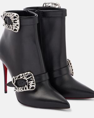 Christian Louboutin Giddylina 100 Leather Ankle Boots - Black