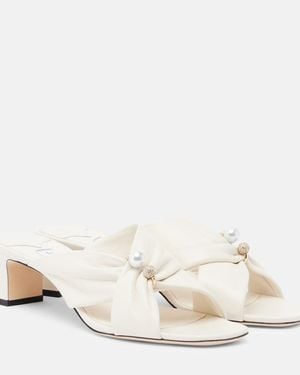 Jimmy Choo Mules Rafi De Piel Adornados - Neutro