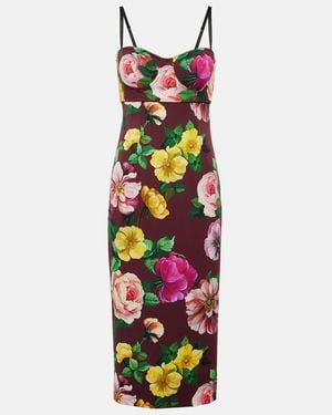 Dolce & Gabbana Floral Silk-Blend Bustier Midi Dress - Multicolor