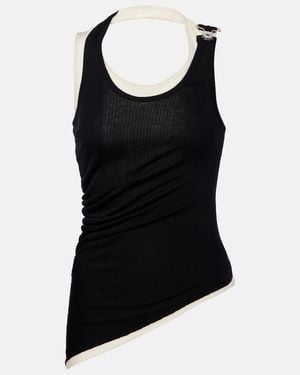 Jean Paul Gaultier Layered Cotton Jersey Tank Top - Black