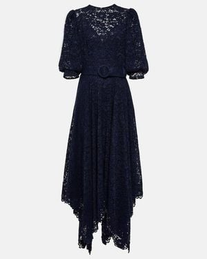 Costarellos Belted Lace Midi Dress - Blue