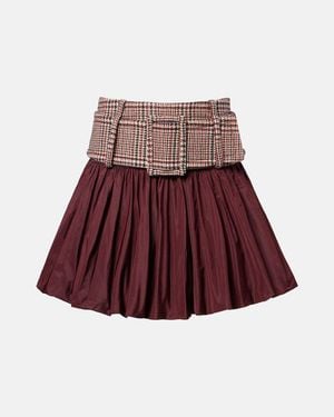 Patou Checked Ruched Virgin Wool Miniskirt - Red