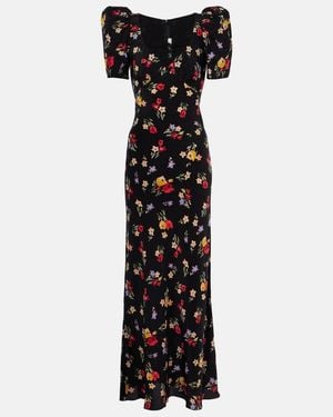 Rodarte Floral Silk Crepe De Chine Gown - Black