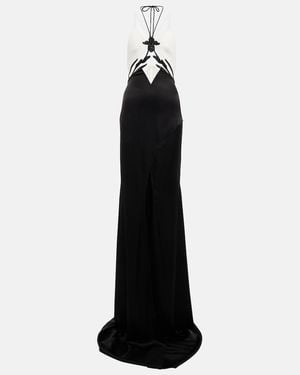 David Koma Embellished Cady And Satin Gown - Black