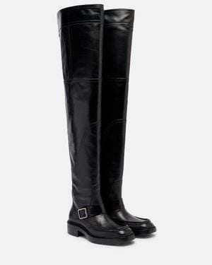 Saint Laurent Joe Leather Over-The-Knee Boots - Black