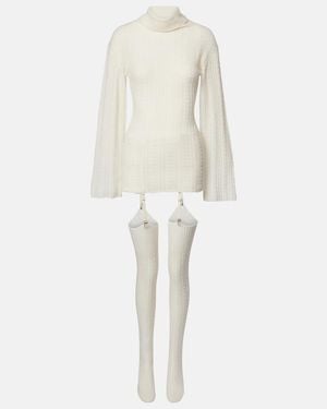 AYA MUSE Wool-Blend Minidress - White