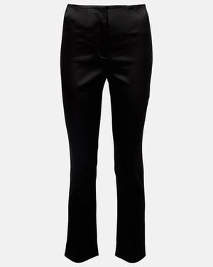 Veronica Beard Stila Cropped High-Rise Satin Slim Pants - Black