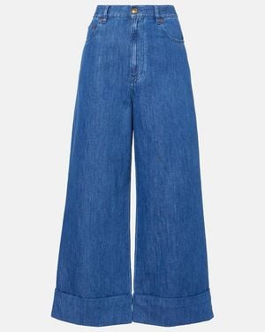 Valentino High-Rise Wide-Leg Jeans - Blue