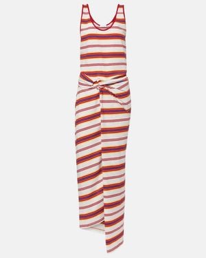 Rabanne Striped Cotton-Blend Jersey Maxi Dress - Red