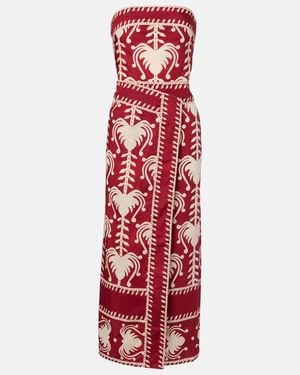 Johanna Ortiz Printed Cotton Wrap Dress - Red