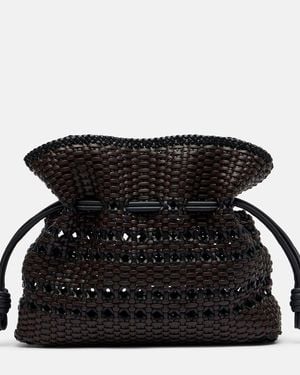 Loewe Flamenco Medium Woven Leather Clutch - Black