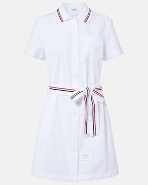 Thom Browne Hemdblusenkleid Aus Baumwollpopeline - Weiß