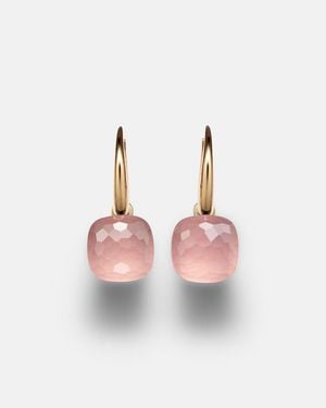 Pomellato Nudo Petit 18kt Rose And White Gold Earrings With Rose Quartz - Pink