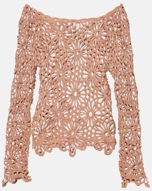 Norma Kamali Off-Shoulder Cotton-Blend Top - Pink