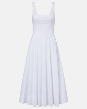 STAUD Midikleid Wells Aus Baumwollpopeline - Weiß