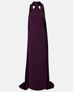 Solace London Ophelia Cape-Detail Halterneck Gown - Purple