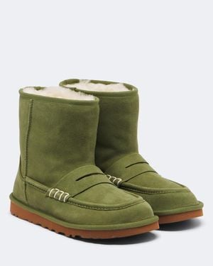 JW Anderson X Ugg Ankle Boots Aus Veloursleder Mit Shearling - Grün
