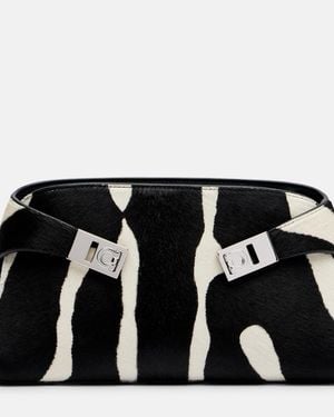 Ferragamo Bedruckte Clutch Hug Aus Kalbshaar - Schwarz