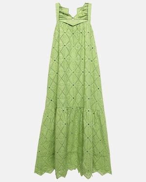 Dorothee Schumacher Embroidered Cotton-Blend Maxi Dress - Green