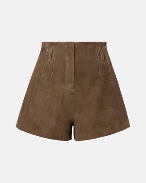 Frankie Shop Lise High-Rise Suede Shorts - Brown