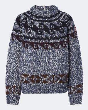 Moncler Pullover Aus Einem Wollgemisch - Blau