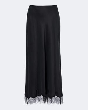 Velvet Falda Larga Kristin De Seda Con Encaje - Negro