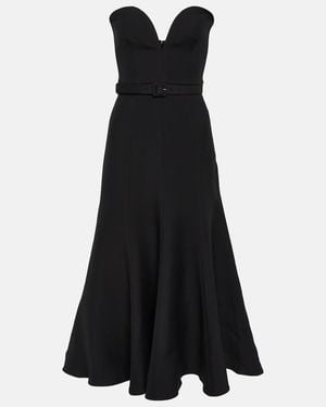 Roland Mouret Strapless Wool And Silk Midi Dress - Black