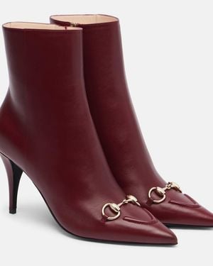 Gucci Horsebit 95 Leather Ankle Boots - Purple