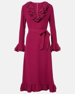 Valentino Cady Couture Ruffled Midi Dress - Red