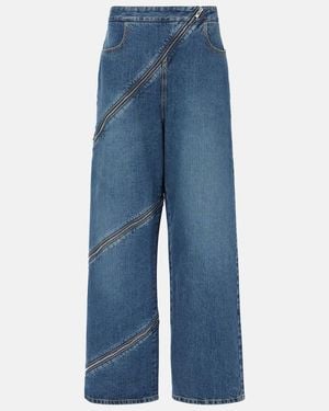 Alaïa Zip-Up Wide-Leg Jeans - Blue